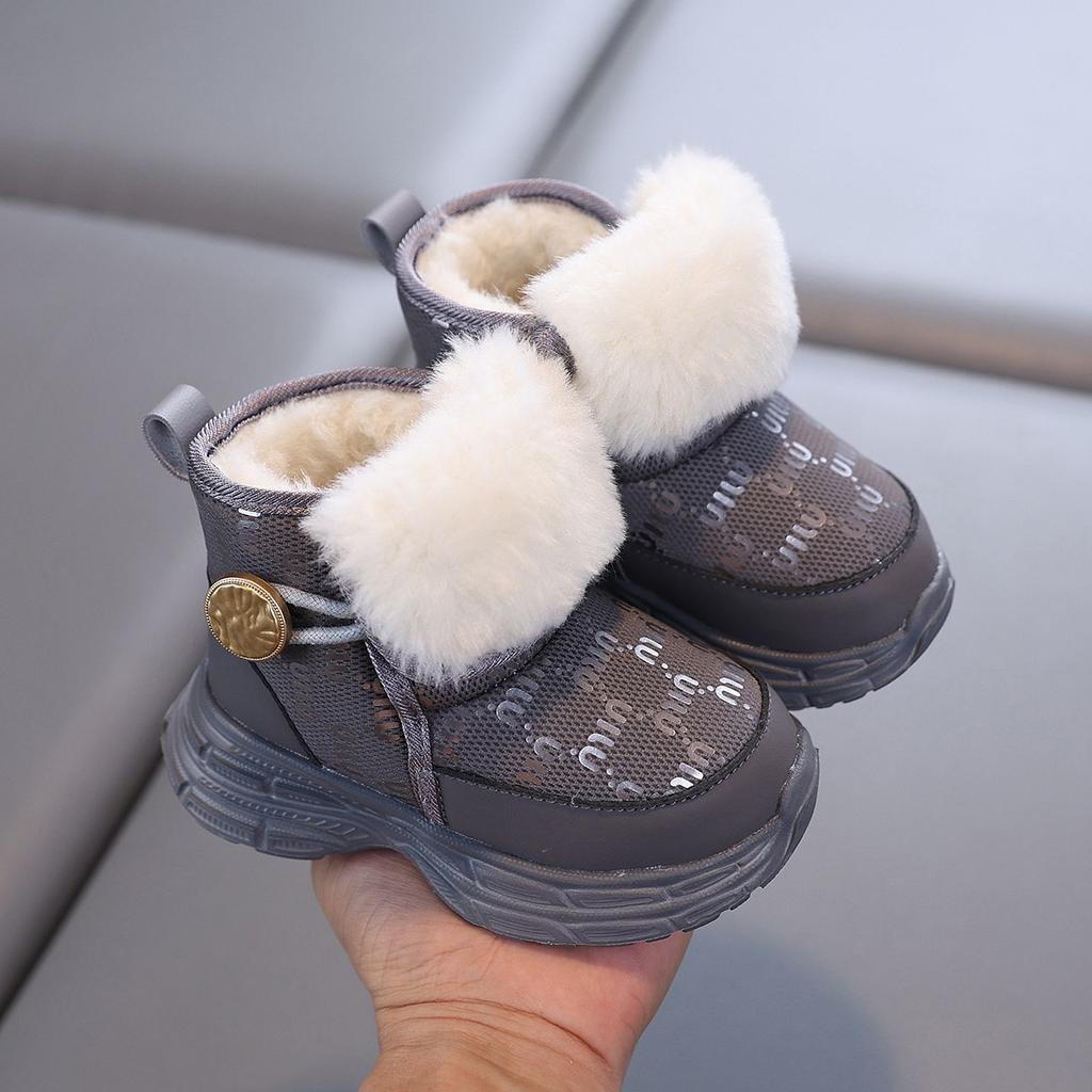 Waterproof and Warm Boots for Girls and Boys, Winter Children's Fashionable Fleece Cotton Boots
