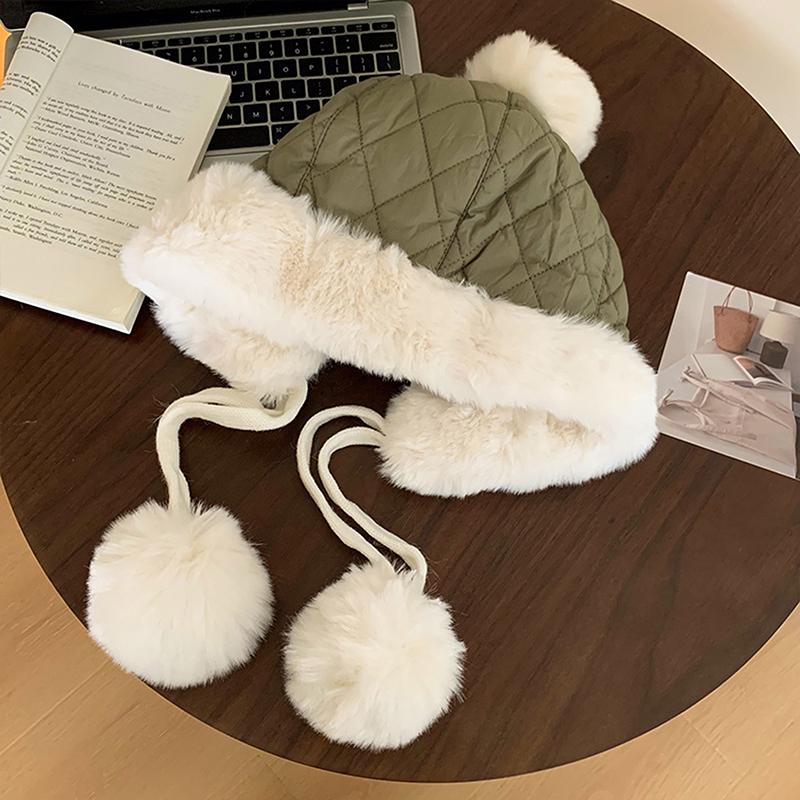 

Зимняя теплая шапка плюшевая утолщенная ветрозащитная шапка с защитой ушей уличная холодостойкая шапка-пуловер для женщин армия зеленый