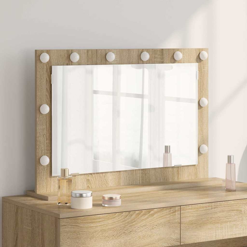 Rectangular Washbasin Mirror In Sonoma Oak 80 X 55 X 18 Cm