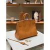 Ostrich Pattern Upgraded First Layer Cowhide Dukopp Slash Platinum 25/30 Inner Seam Edition Fashion Large Capacity Handbag