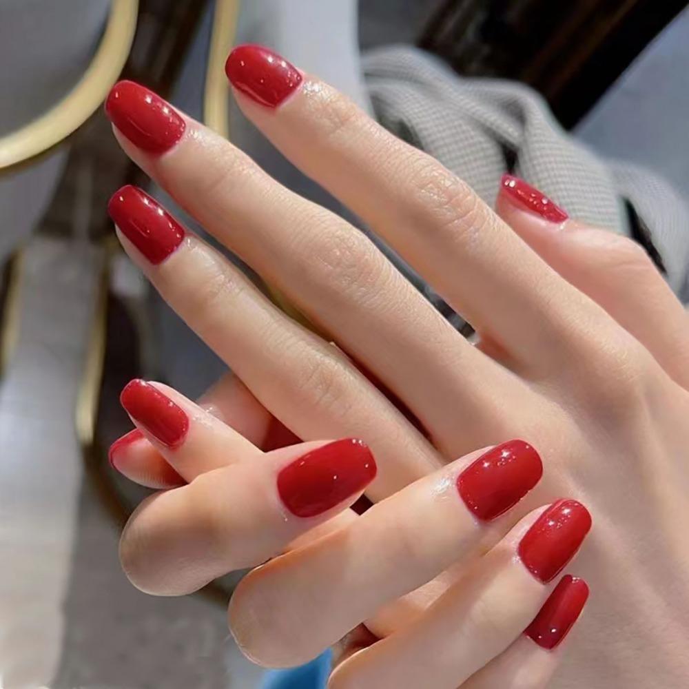 

Французькі накладні нігті з квадратною головкою. Повне покриття. Прес на нігтях Модні накладні нігті для жінок 1