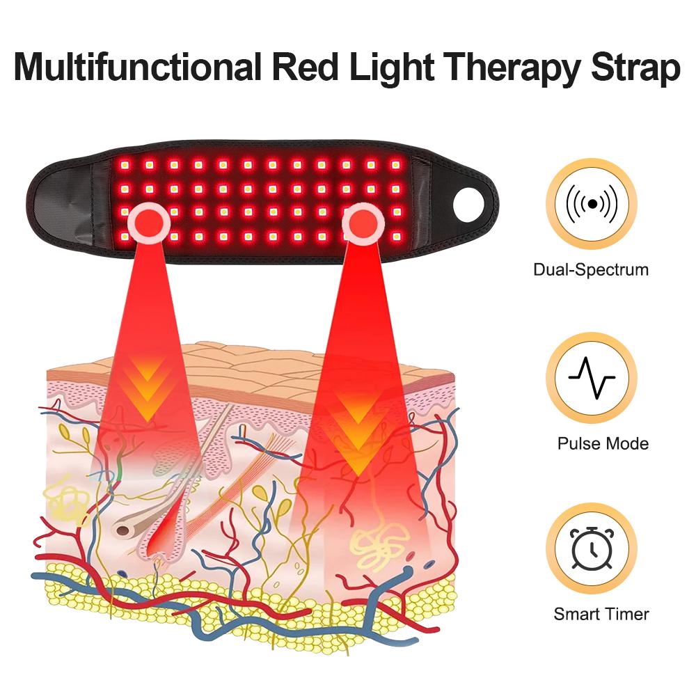 Red Light Therapy Strap 48 660nm & 850nm Wristband Brace LED Infrared Heating Pad Hand Carpal Tunnel Wrist Muscle Relieve Belt