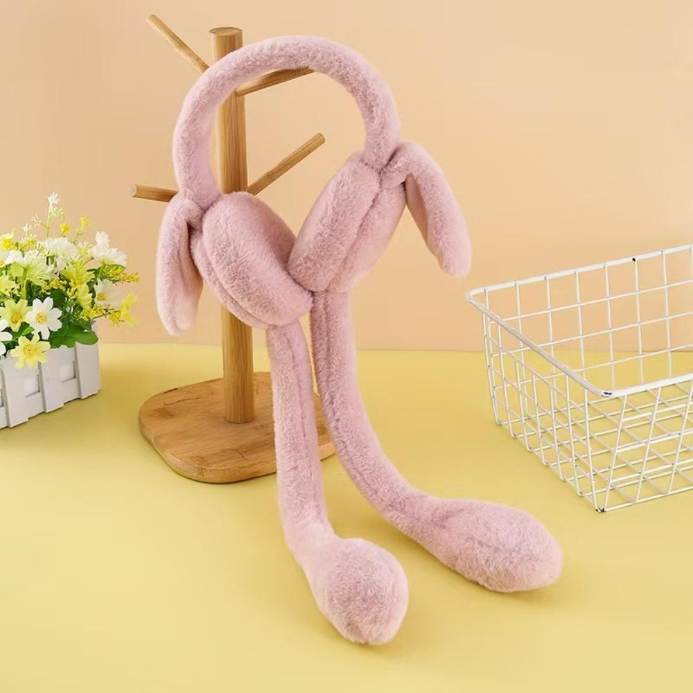 Cute Rabbit Ear Muffs Soft Moving Jumping Ears Winter Warm Earmuffs Ear Protection Cover for Women Girls