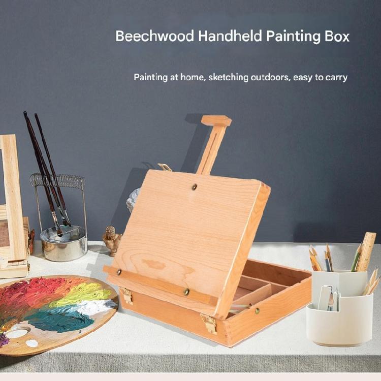 Holz-Malbox Skizzenkasten Staffelei Faltbar Verstellbare Höhe Kunststaffelei Kasten Design mit Mehreren Fächern für Künstler