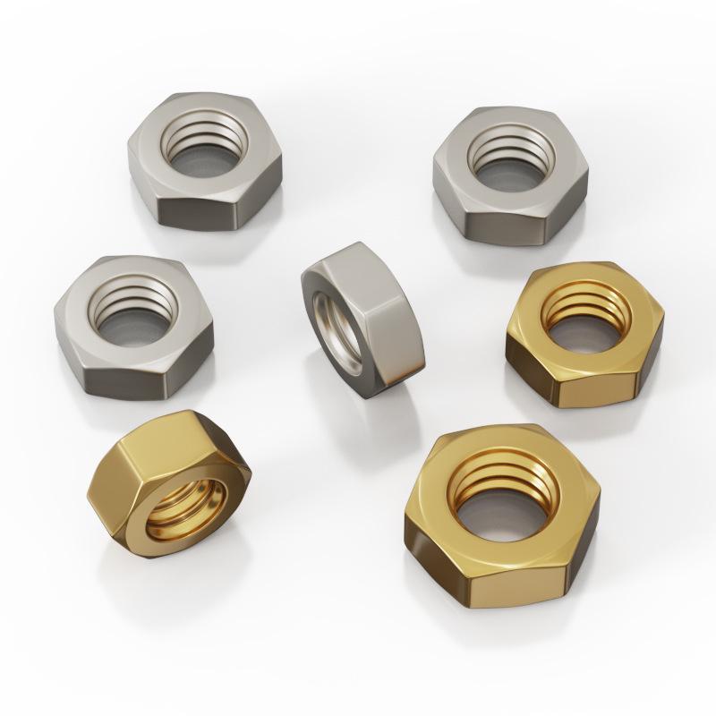 Gold-Plated Brass Hexagonal Nut - M2, M3, M4, M5, M8 Options Available