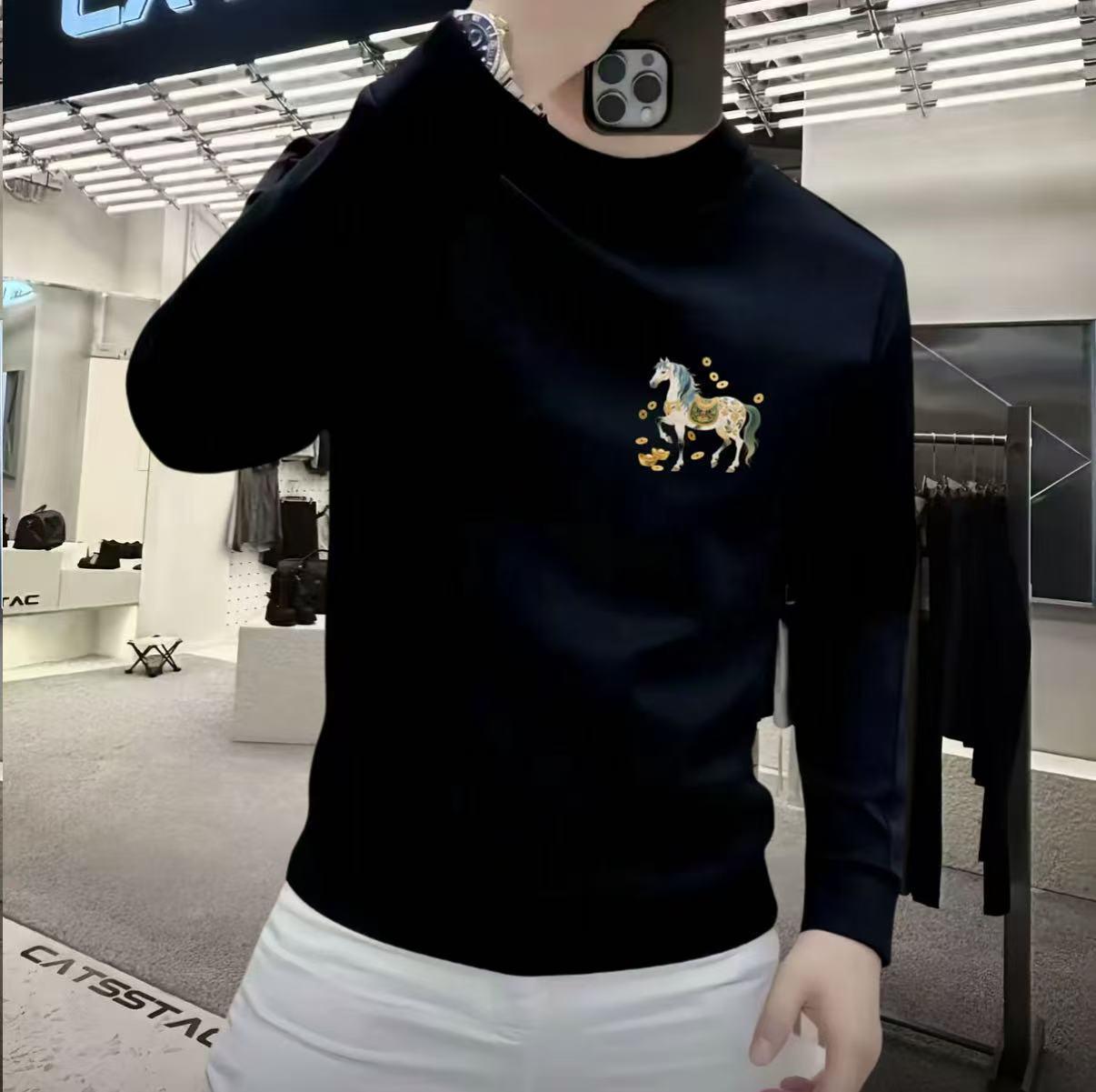 

Men s Fleece-Lined Round Neck Hoodie - Loose Fit, Thick, Warm, Autumn/Winter Fashion XL