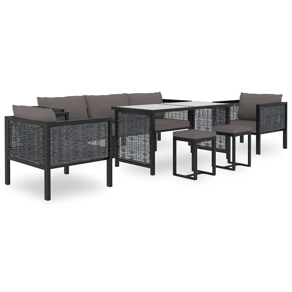 Corner Sofa Unit with Left Armrest Poly Rattan Anthracite