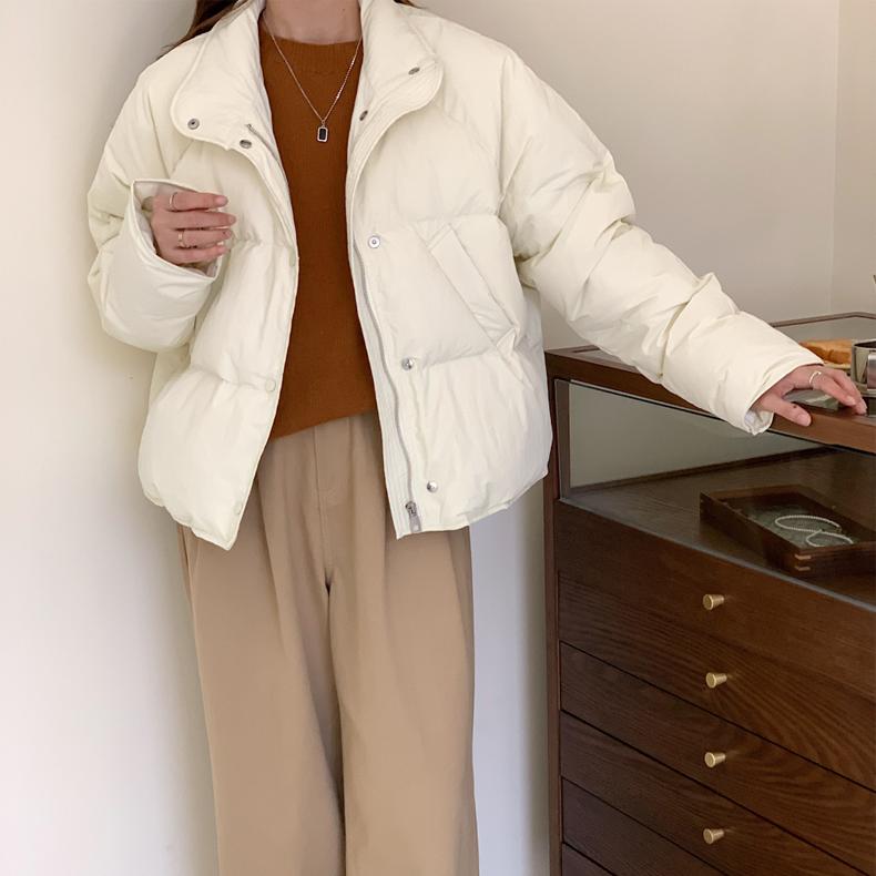 Jachetă de puf Jachetă de iarnă pentru damă Jachetă de puf de rață albă Jachetă scurtă de pâine pentru femei