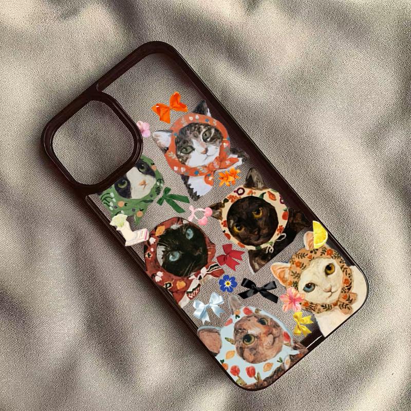 Phone Case For Samsung Galaxy A06 A16 A54 A35 A15 A55 A52 A34 5G S24 S23 S22 Ultra S24 FE S25 Colorful Cat Design Clear Cover