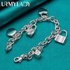 925 Sterling Silver Lock Pendant Bracelets For Women Men Wedding Party Fashion Jewelry