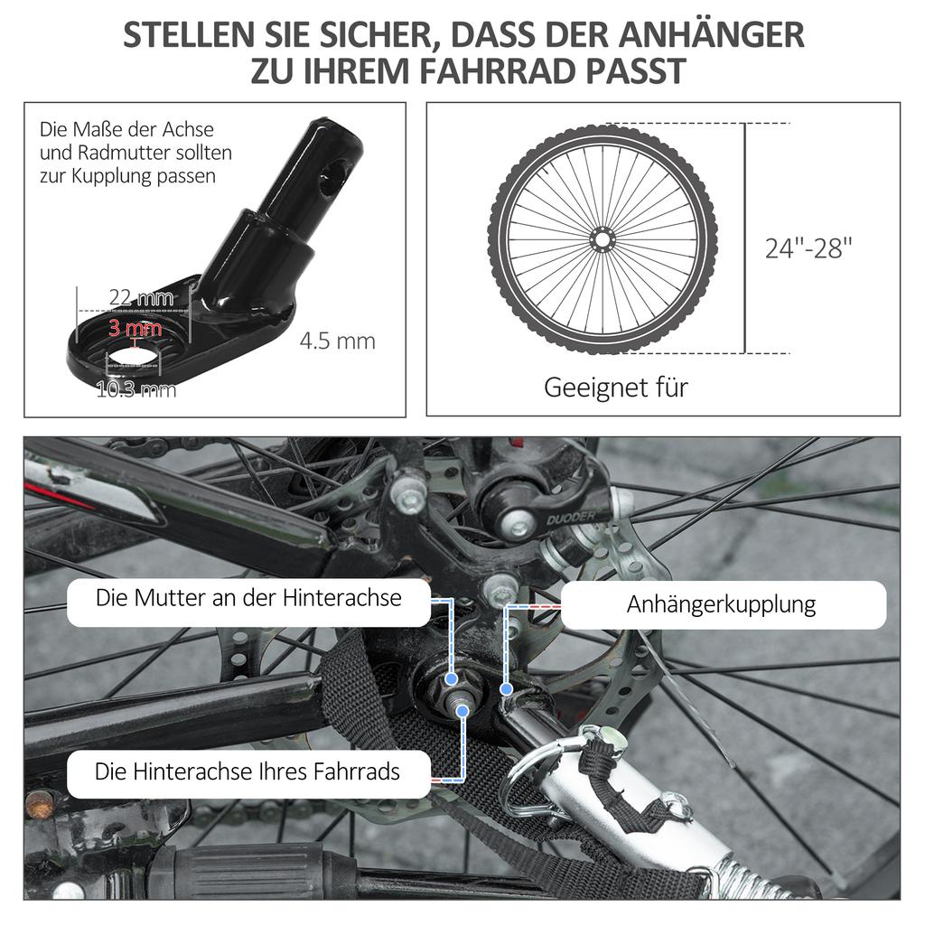 2-in-1 Hundefahrradanhänger Haustierkinderwagen für große Hunde mit Kupplung, 20-Zoll-Räder, Haustier-Fahrradkarren Transportwagen für Reisen, Rot