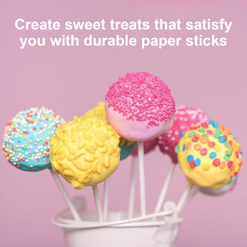 100Pcs Lollipop Treat Stick Food Grade Paper Lollipop Stick Sucker Stick for Homemades Candy, Dessert, Chocolate