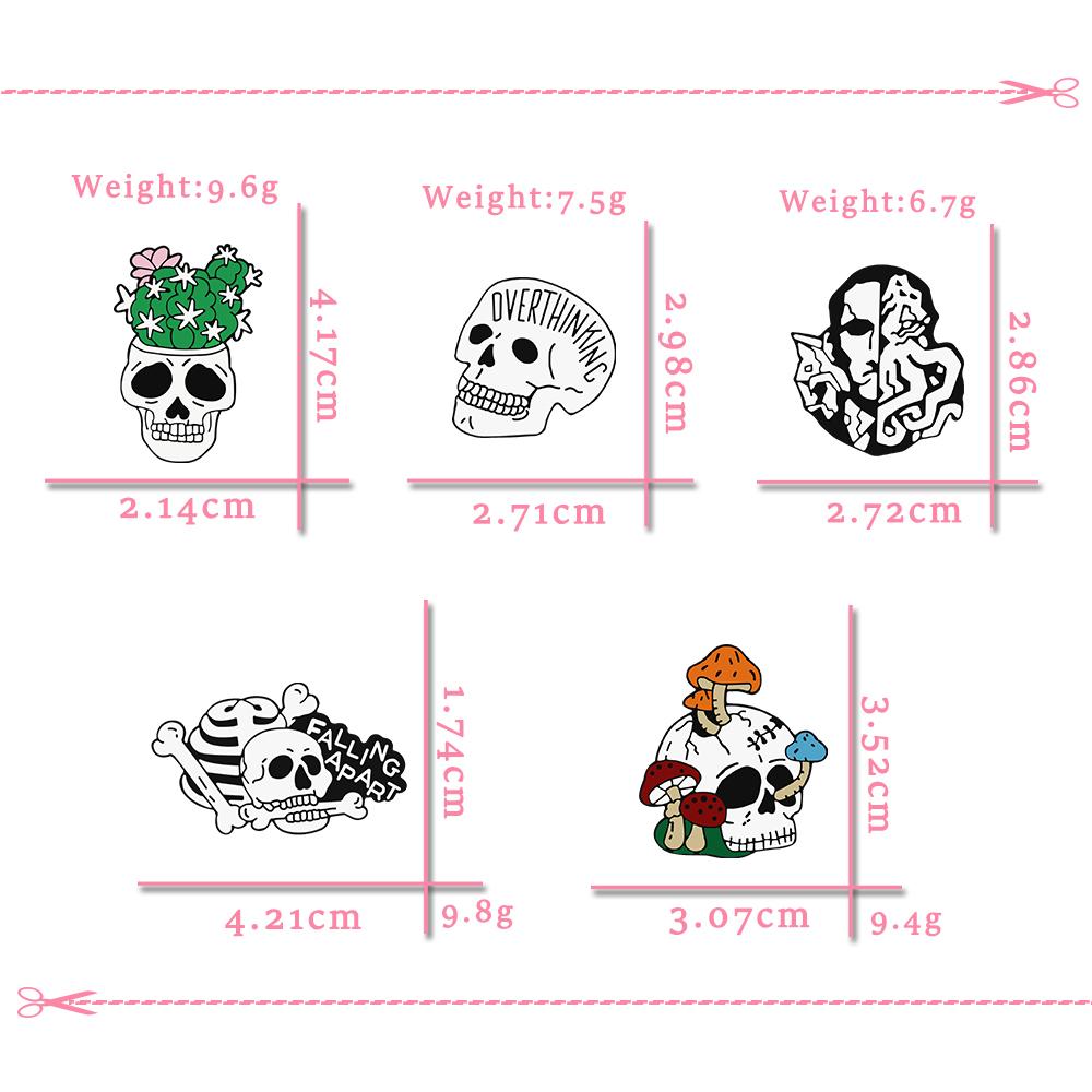 Skull Series Punk Gothic Badge Skeleton Flower Potted Brooch Denim Lapel Bag Enamel Pins Gift for Friend Party Halloween Jewelry