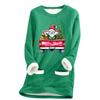 Ladies' Loose And Comfortable Round Neck Christmas Print Thick With Pockets Long Sleeved Top