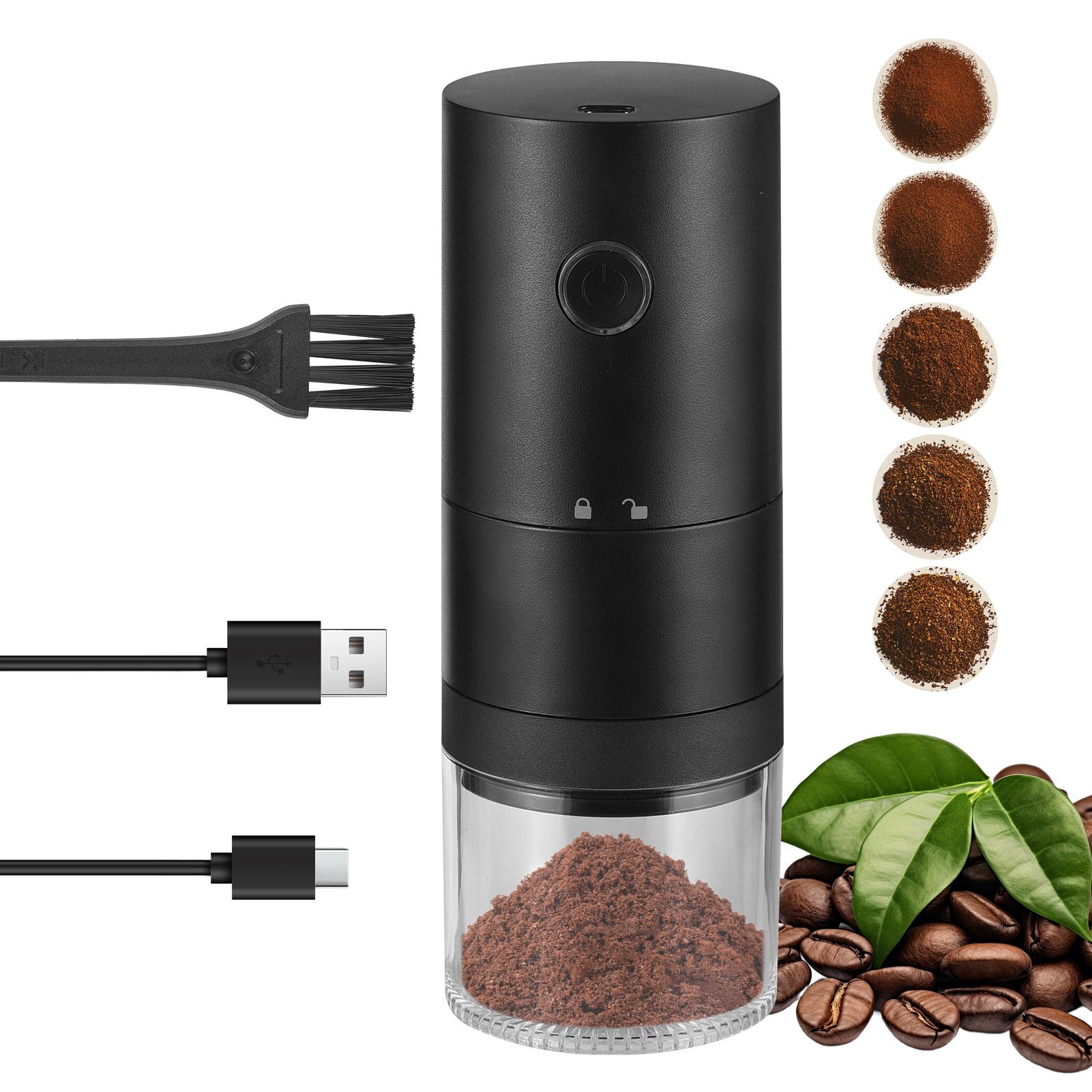 

Портативная кофемолка с 38 степенями помола, индикатором, 5 лезвиями, керамическими коническими жерновами чёрный