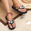 Plus Size 2026 Summer Open Toe Women's Slippers Platform Light Round Toe Flat with Floral Sandal Outdoor Daily Casual Flip Flops