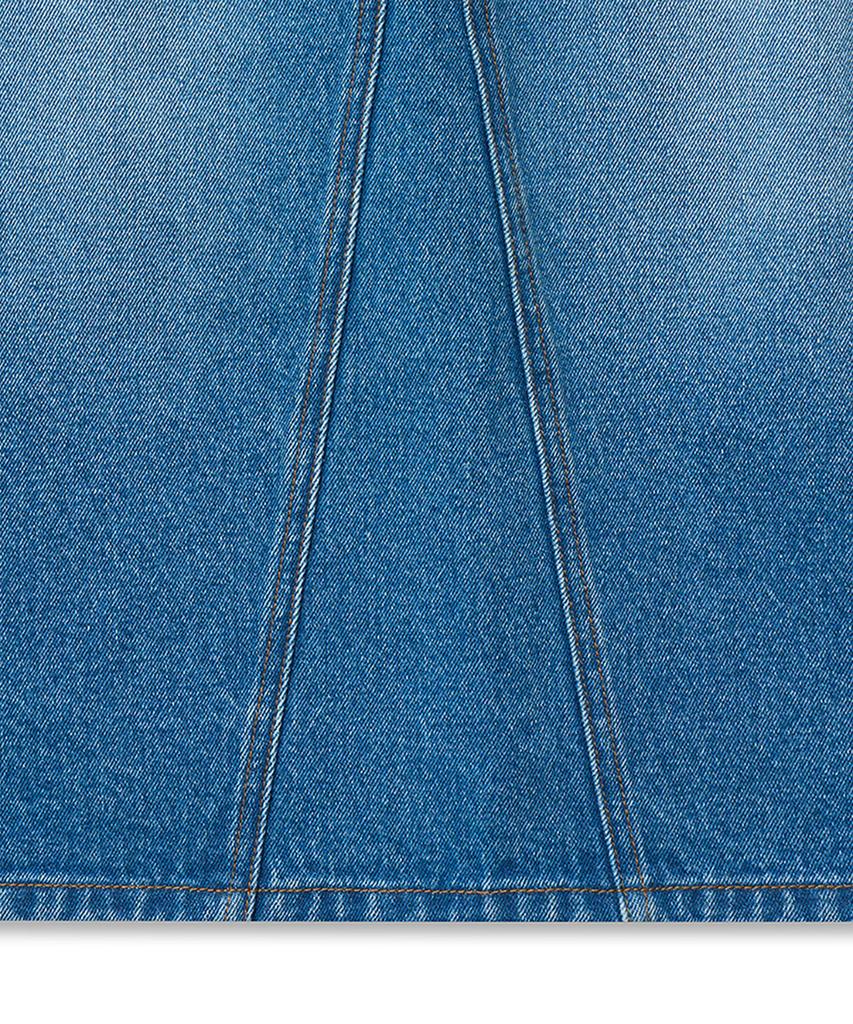 Noir For Woman Washed Blue Denim Midi Skirt (Blue)
