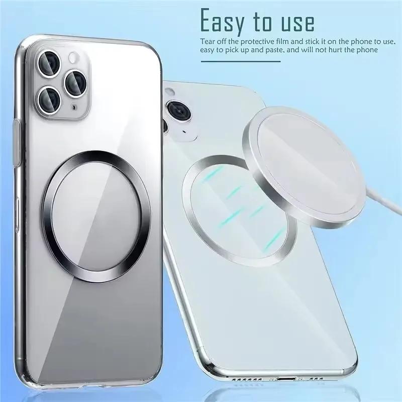 Universal Magnetic Metal Plate Ring For Samsung iPhone Magsafe Wireless Charger Car Phone Holder Sticker Round Magnet Patch