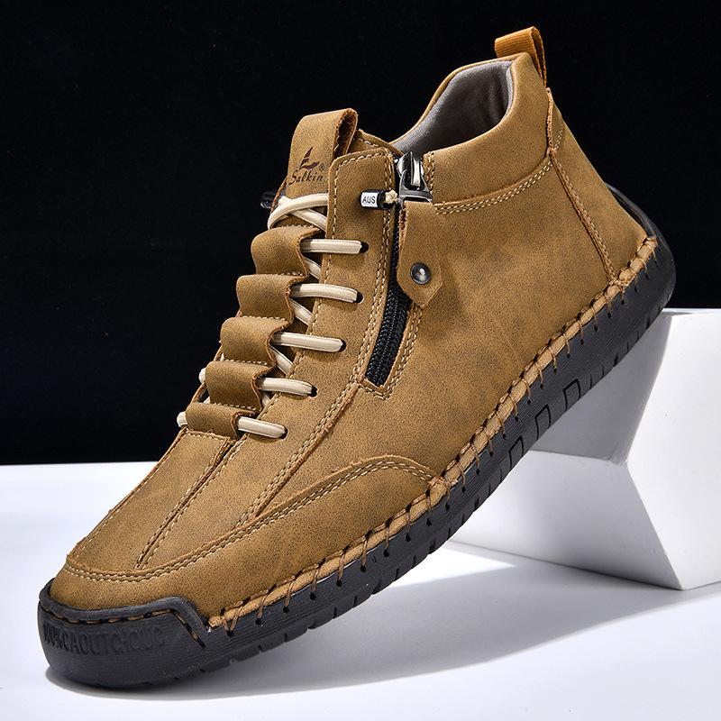Men's Retro High-Top Casual Leather Shoes - Outdoor Style