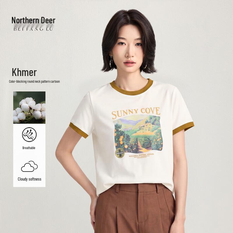 Northern Deer Women s Summer Cotton Blend Graphic Tee S