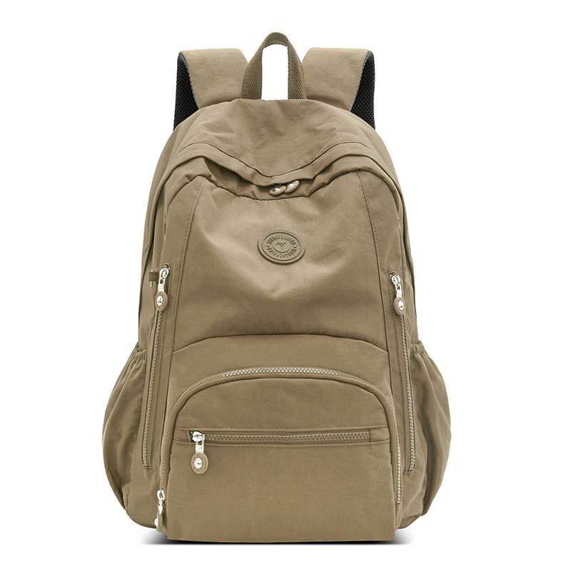 Nylon Backpack Solid Color Student School Baglarge Capacity Women's Travel Bag