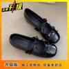 2025 shallow mouth versatile fairy shoes square head single shoes celebrity bow flat bottom temperament Doudou shoes