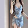 Bikini Swimsuit Three-piece Female Elegant High-end Feeling Covering Meat and Thin Seaside Vacation Hot Spring Swimsuit Split