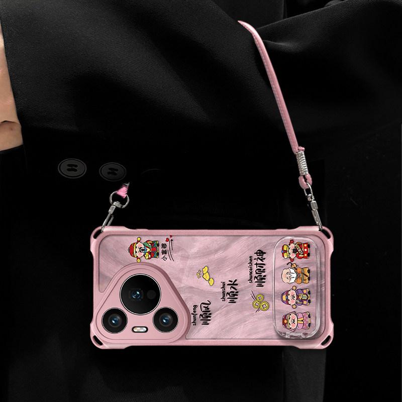 Shuncaishen is suitable for Huawei Pura80 mobile phone case, Huawei P80Pro protective case, and Pura70 lanyard new model.