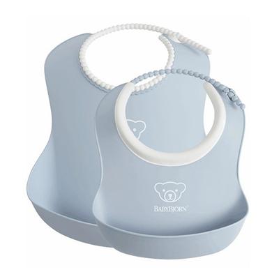 BabyBjorn Baby Bib Bib Starter Set of 2, Powder Blue, 2 Pieces