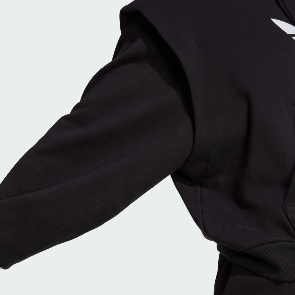 Adidas Originals Trefoil Logo Print Hoodie With Drawstring Women Tops Black IC5576