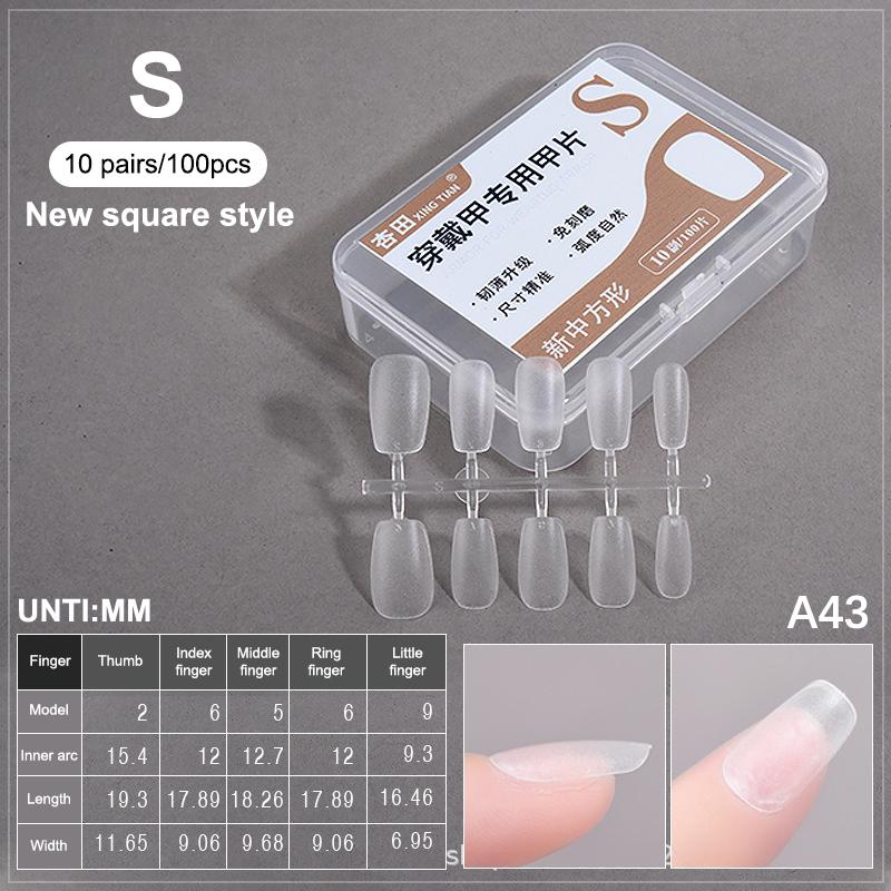 100PCS/Box Fake Nail Tips Medium Design Matte Finish False Nails Manicure Tool Extension Press On Nails