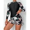 Costume da bagno da donna con maniche lunghe, costume da bagno sportivo da surf, tankini, abbigliamento da spiaggia, costumi da bagno a due pezzi, costume da bagno da piscina da donna