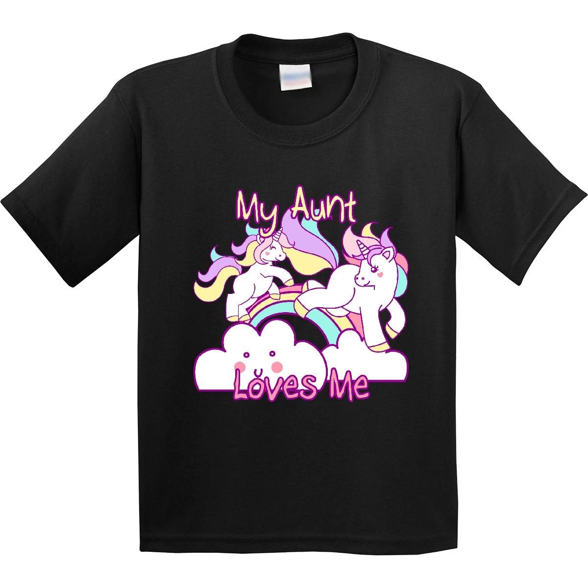 Inktastic My Aunt Loves Me Unicorn Youth T-Shirt Cute Niece Nephew Unicorns Tee 130