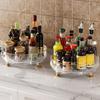 360°Rotating Rotating Spice Rack Clear Plastic Non-slip Base Storage Tray Round Space Saving Kitchen Storage Rack Countertop Use