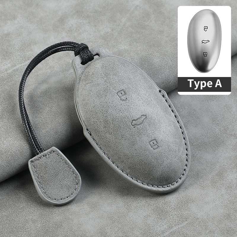 For RISING AUTO F7 R7 22-23 Leather Car Key Bag Case Wallet Holder Key Cover Key Chains