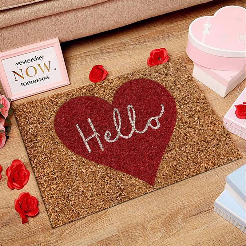 American Valentine's Day Series Crystal Velvet Carpet Love Door Mat Festive Holiday Home Decoration Mat Gift Wedding Mat