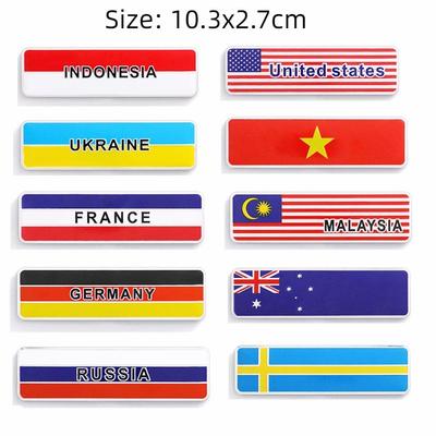 Stylizacja samochodu 3D Aluminium Wielka Brytania Niemcy USA Rosja Francja Szwecja Malezja Indonezja Flaga narodowa Emblemat Odznaka Naklejka na samochód motocyklowy