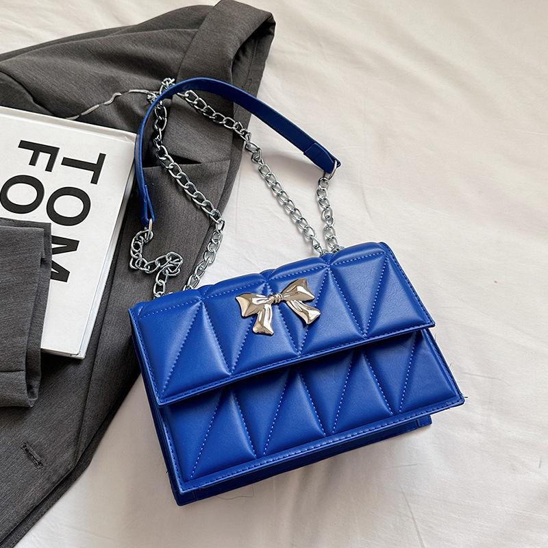 Rhombus Chain Bag Women'S Autumn High-Value Fashion Bow Versatile Shoulder Messenger Bag Small Square Bag