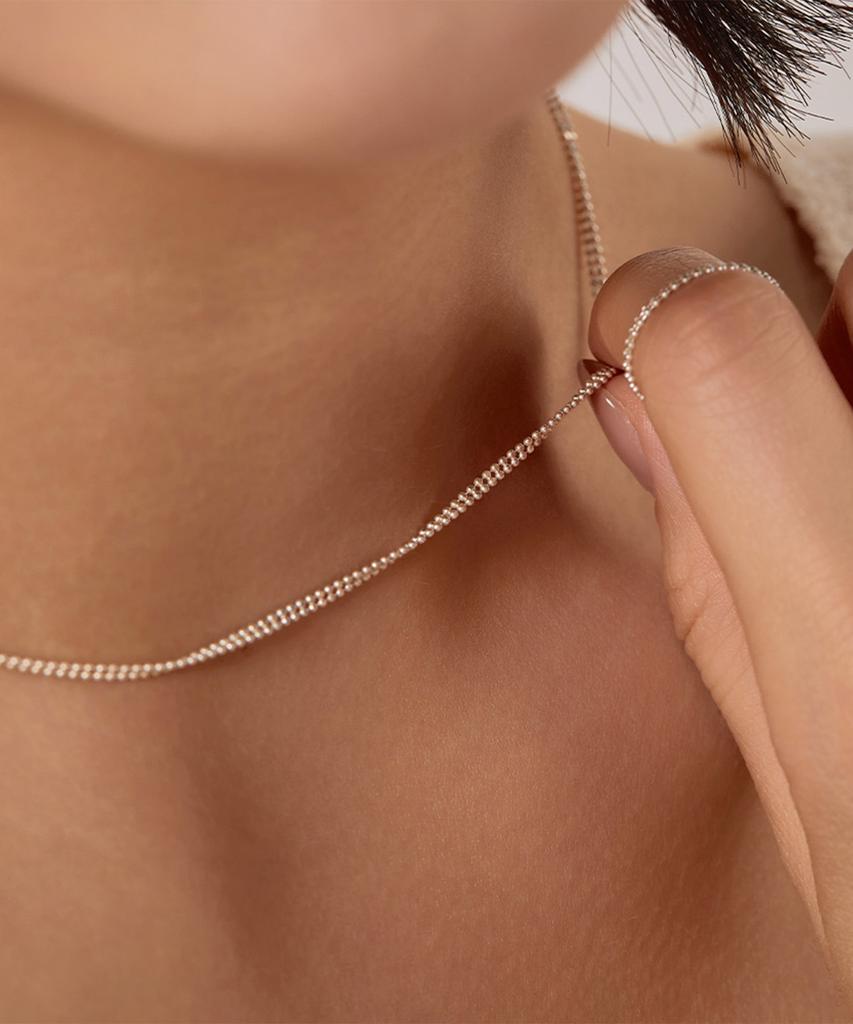 Helene Jewelry 925 Silver Double Cut Chain Silver Necklace