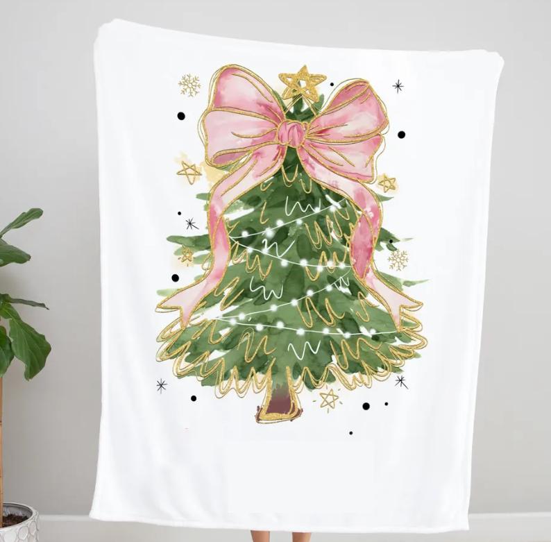 Candy Cane Poinsettia Christmas Blanket Red Floral Holiday Throw Blanket Cozy Xmas Blanket Gift for Mom Candy Blanket For Kids