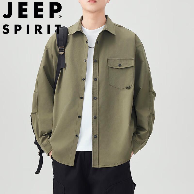 

JEEP SPIRIT Men s Casual Long Sleeve Lapel Shirt Jacket 3XL