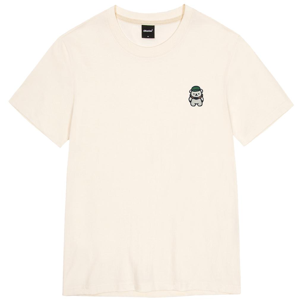 OKSTAR Backpack Teddy Bear Embroidered Short Sleeve T-Shirt (Type B)