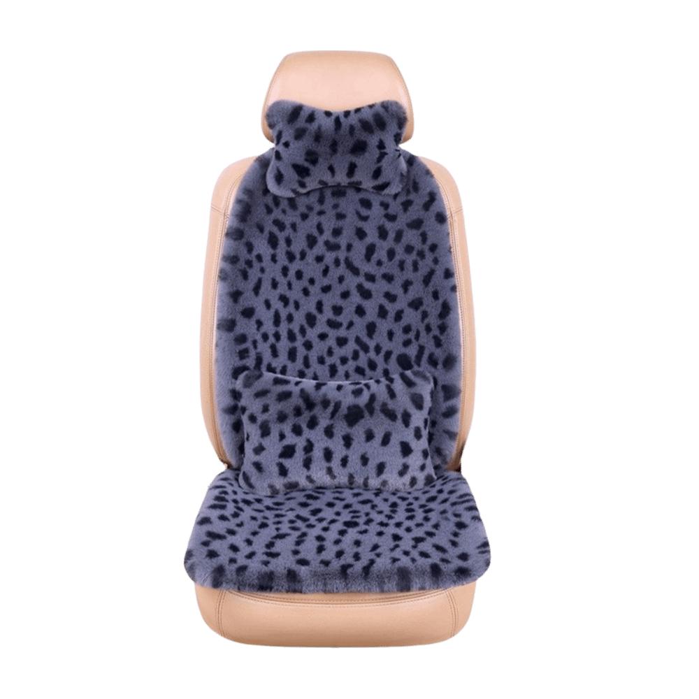 Rabbit Fur Rabbit Fur Car Pad Non-slip Plush Seat Cushion Leopard Print Seat Cover Cushion Front