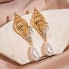 Metallic Imitation Conch Drop Earrings Exaggerated High-end Earrings for Women