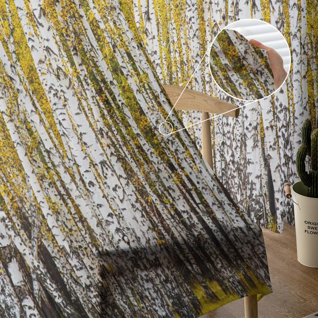 Aspen Trees Autumn Woods Window Curtains For Living Room Bedroom Kitchen Chiffon Sheer Window Treatment