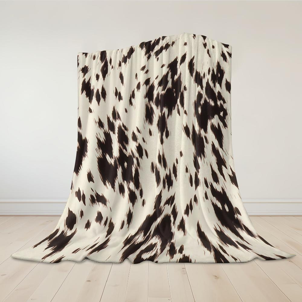 Black & Cream Speckled Flannel Blanket Warm Soft Halloween Christmas Couch Warm Cozy Decorative Decor Gift for All Season