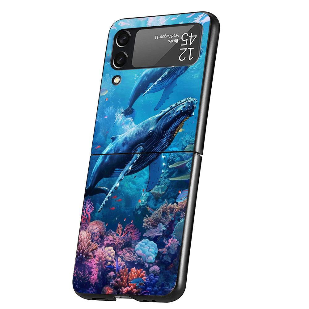 Humpback Whale Sea Giant Cover Phone Case For Samsung Galaxy Z Flip 7 6 5 4 3 5G Flip7 Flip6 Flip5 Flip4 Flip3 Black Fundas Shel