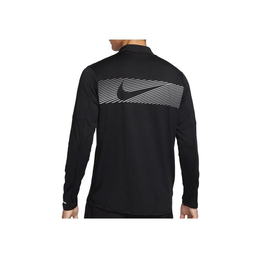 Nike Solid Color Stand Collar Long Sleeve Half Zip Running T-Shirt Men Tops Black FB8557-010