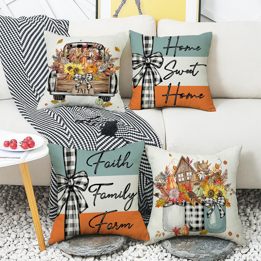 New Thanksgiving Holiday Atmosphere Office Home Rest Decoration Pillow Case Letter Print Pillow