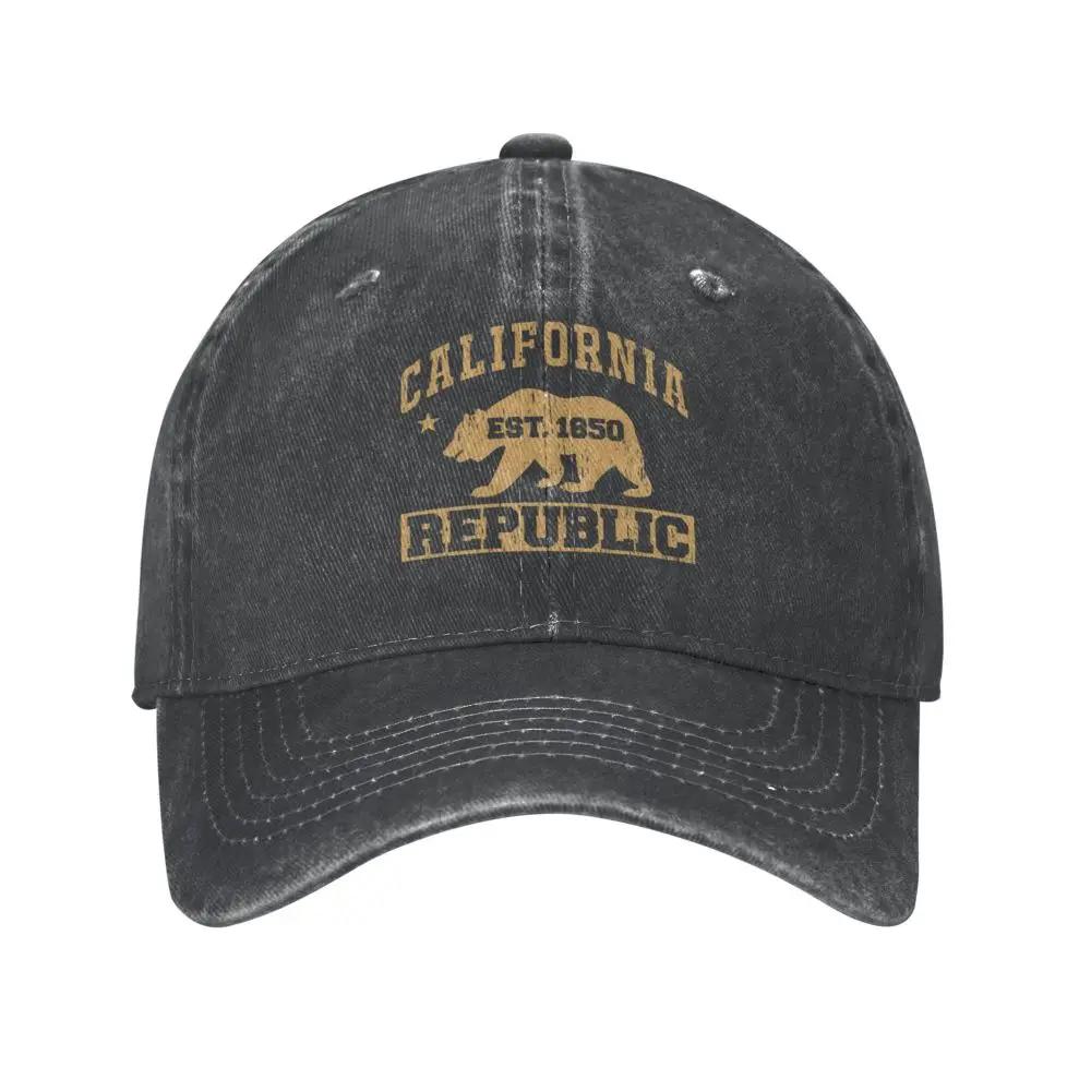 California Republic Denim Baseball Cap Bear State Tennis Hip Hop Hats Wholesale Unisex-Teens Stylish Custom Baseball Caps